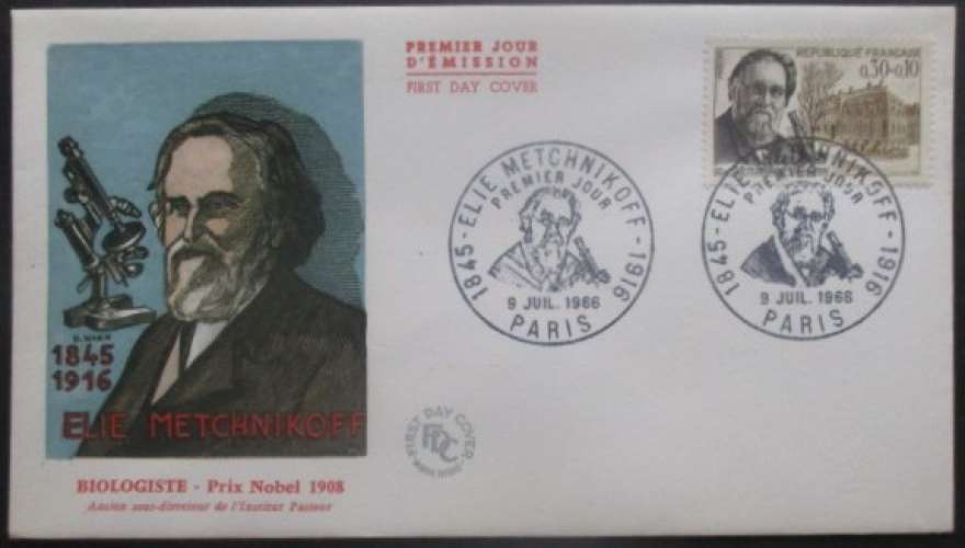 FRANCE FDC Elie Metchnikoff 09-07-66 Paris