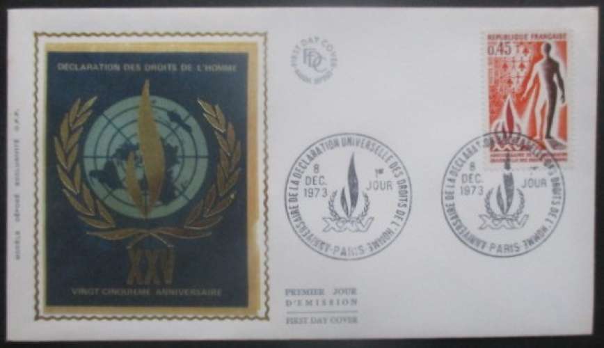 FRANCE FDC Droits de l'homme 08-12-1973 Paris