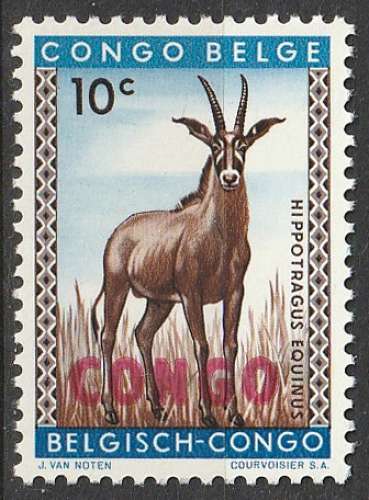 Timbre neuf ** n° 400(Yvert) Congo 1960 - Antilope surchargé