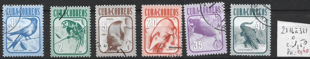 CUBA 2316 à 2321 oblitérés côte 1.50 € 