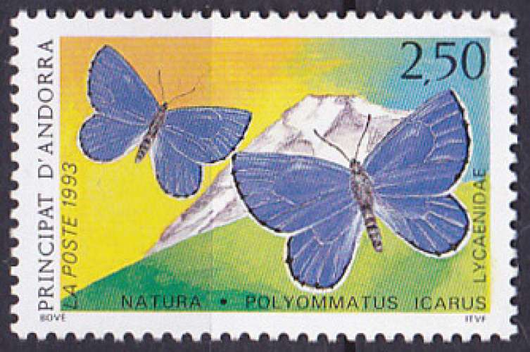 Timbre neuf ** n° 432(Yvert) Andorre 1993 - Papillons