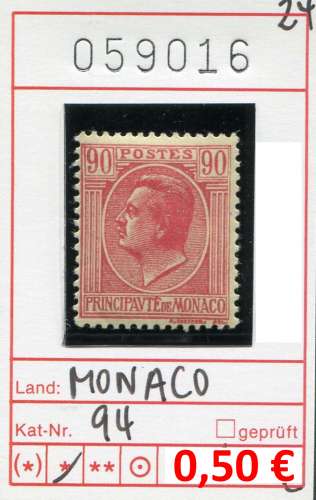 Monaco 1924 - Yvert 94 - Michel 94 - * mh - 