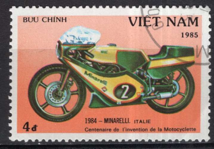 VIET NAM 1985 LES MOTOS LA MINARELLI ITALIE OBLITERE