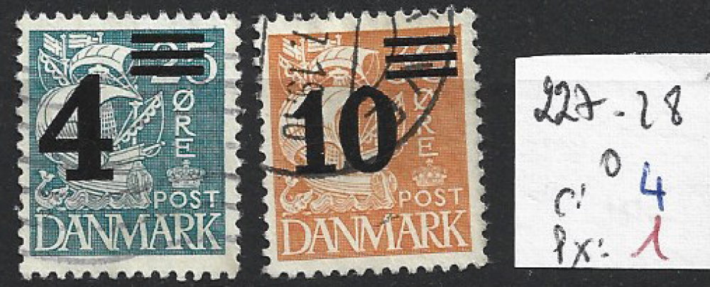 DANEMARK 227-228 oblitérés côte 4 € 