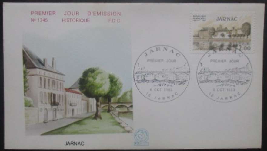 FRANCE FDC Jarnac 08-10-1983 Jarnac