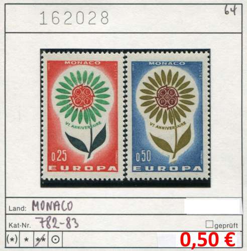 Monaco 1964 - Yvert 652-653 - Michel 782-783 - ** neuf mnh - 