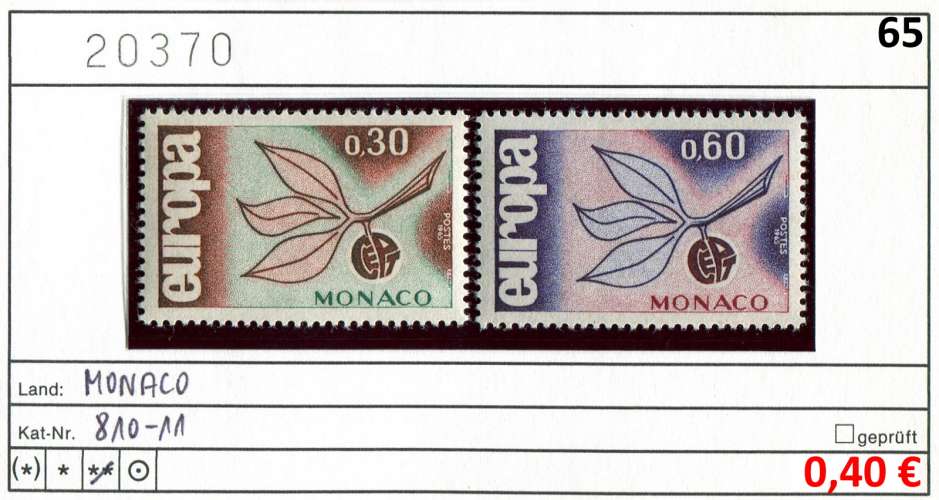 Monaco 1965 - Yvert 675-676 - Michel 810-811 - ** neuf mnh - 