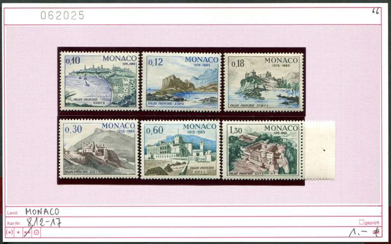 Monaco 1966 - Yvert 677-682 - Michel 812-817 - ** neuf mnh - 