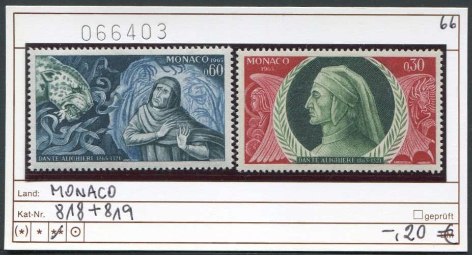 Monaco 1966 - Yvert 683-684 - Michel 818-819 - ** neuf mnh - 