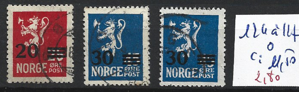 NORVEGE 124 à 127 oblitérés côte 11.50 € 