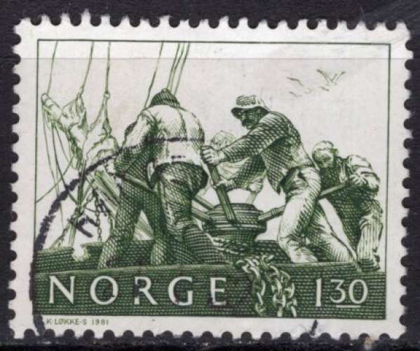 NORVEGE 1981 BATEAU VOILIER LA LEVEE D'ENCRE OBLITERE