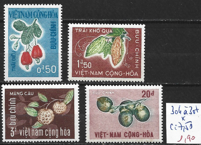 VIETNAM DU SUD 304 à 307 * côte 7.50 €