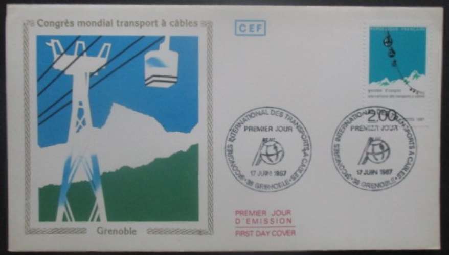 FRANCE FDC Transport a cables 17-06-1987 Grenoble