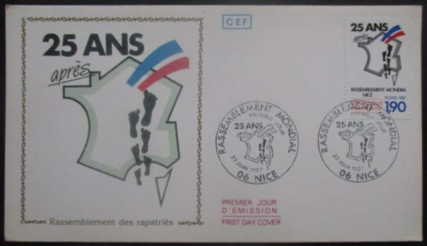 FRANCE FDC Rassemblement des rapatriés 27-06-1987 Nice