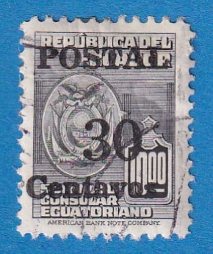 Equateur 1953 Timbre consulaire surcharge Postal. C7