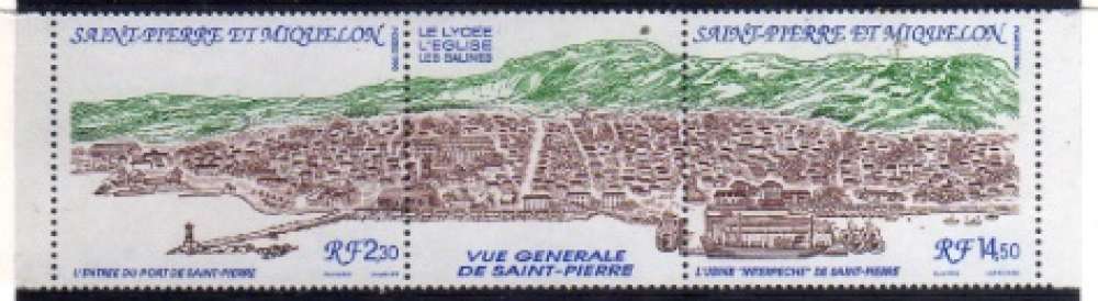 Vue générale de Saint-Pierre - tryptique (1990) - YT 530A **