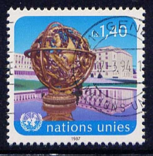 Timbre oblitéré n° 153(Yvert) ONU Genève 1987 - Sphère armillaire