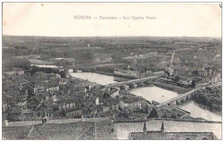 34 - Béziers - panorama - les quatre ponts