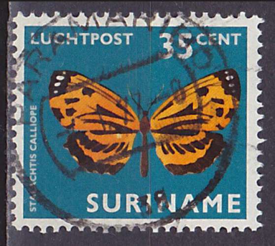 Timbre PA oblitéré n° 44(Yvert) Surinam 1972 - Papillon