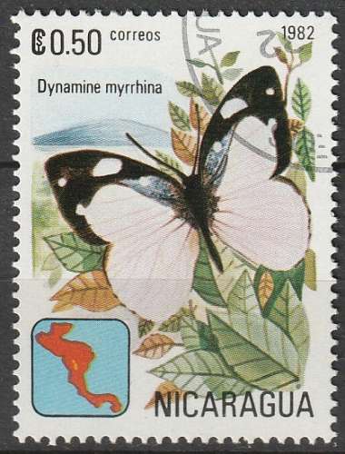 Timbre oblitéré n° 1180(Yvert) Nicaragua 1982 - Papillon