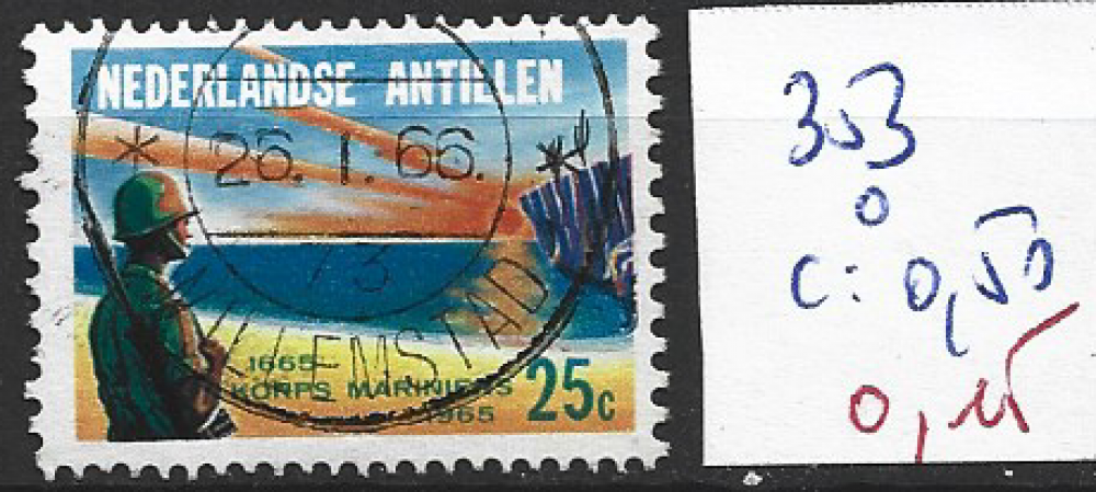 ANTILLES NEERLANDAISES 353 oblitéré côte 0.50 €