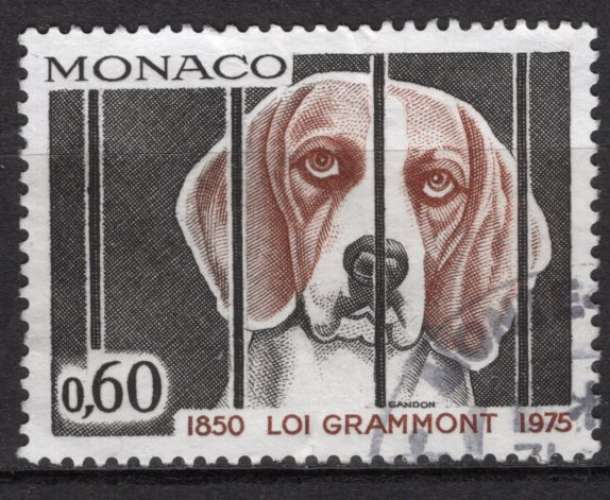 MONACO 1975 ANNIVERSAIRE DE LA LOI PROTECTRICE DES ANIMAUX OBLITERE