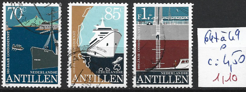 ANTILLES NEERLANDAISES 647 à 649 oblitérés côte 4.50 €