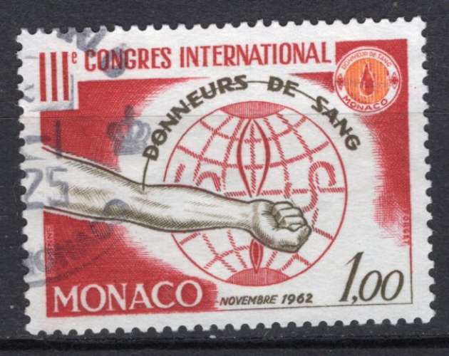 MONACO 1962 CONGRES INTERNATIONAL DES DONNEURS DE SANG OBLITERE