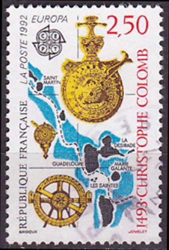 Timbre oblitéré n° 2755(Yvert) France 1992 - Europa, Christophe Colomb