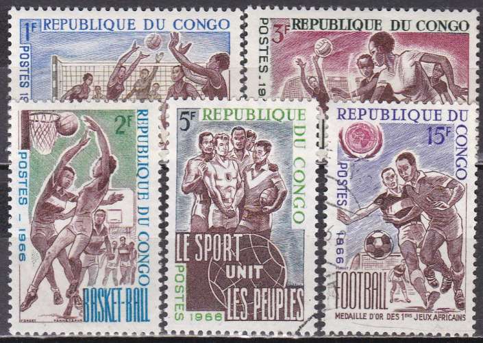 CONGO N° 190/5 (sauf 94) de 1964 oblitéré 