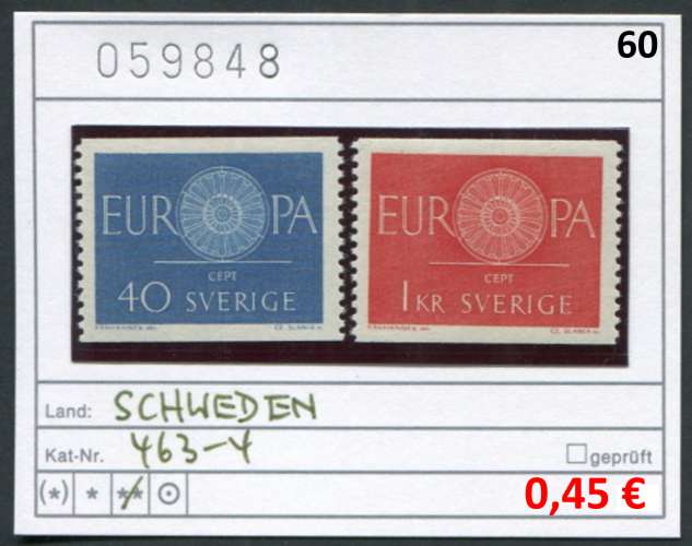 Suède 1960 - Michel 463-464 - ** neuf mnh