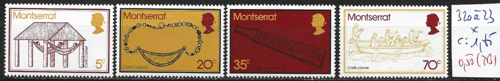 MONTSERRAT 320 à 323 * côte 1.85 € ( traces de charnières )