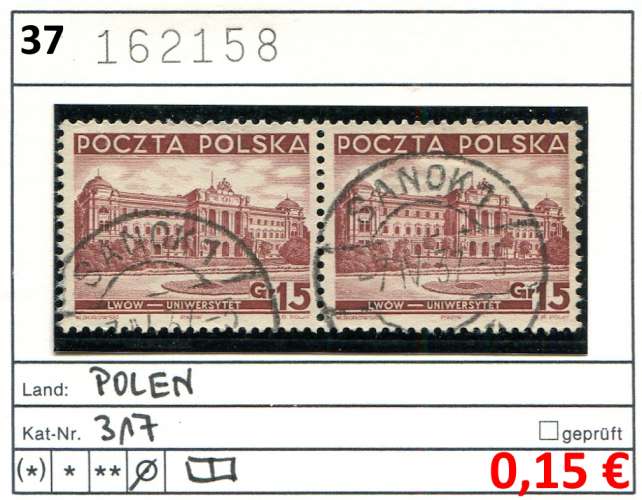 Pologne 1937 - Michel 317 - oo oblit.