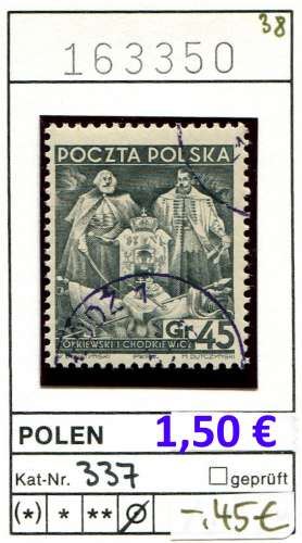 Pologne 1938 - Michel 337 - oo oblit.