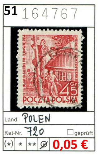 Pologne 1951 - Michel 720 - oo oblit.