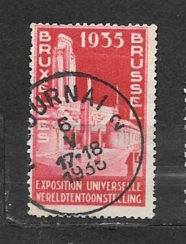 BELGIO  Y&T n° 387 Expo universelle de Bruxelles - 1934