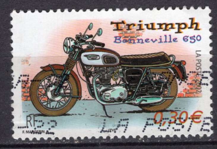 FRANCE 2002 LES MOTOS LA TRIUMPH BONNEVILLE OBLITERE