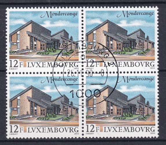 LUXEMBOURG - 1990 - Mondercange - Yvert - 1201 Oblitérés - Bloc de 4