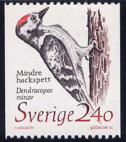 Timbre neuf ** n° 1504(Yvert) Suède 1989 - Oiseau, pic