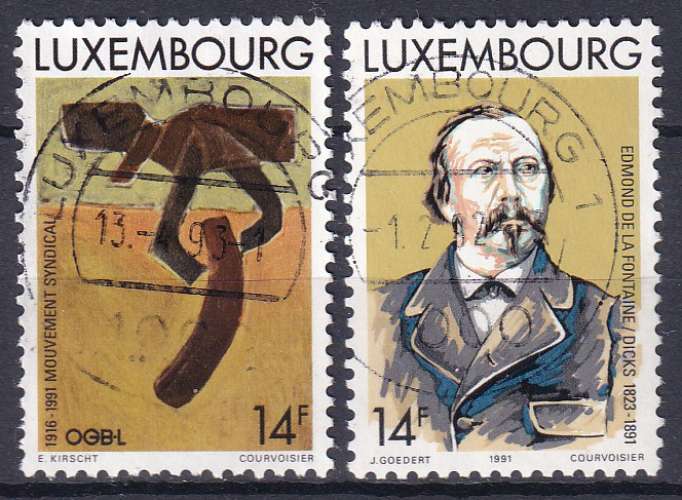 LUXEMBOURG - 1991 - Anniversaires divers - Yvert - 1225 / 1226 Oblitérés 