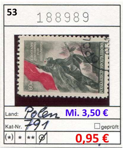 Pologne 1953 - Michel 791 - oo oblit. - 