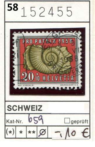 Suisse 1958 - Michel 659 - oo oblit. - 