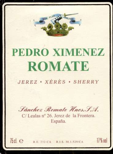 Espagne - Pedro Ximenez Romate - Sanchez Romate á Jerez