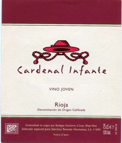 Espagne - Cardenal Infante - Crianza - Rioja   - Sanchez Romate á Jerez