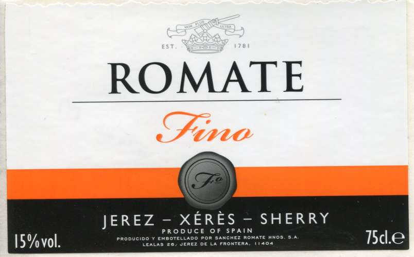 Espagne - Romate - Fino - Sanchez Romate á Jerez