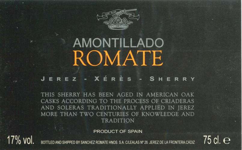 Espagne - Amontillado Romate - Sanchez Romate á Jerez