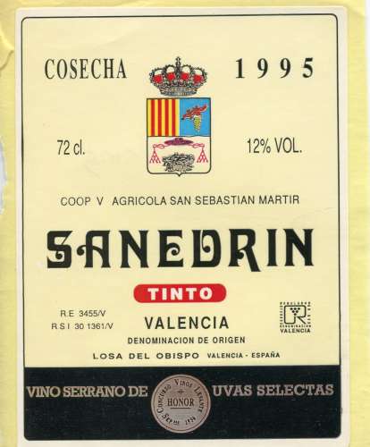 Espagne - Sanedrin Tinto - Cosecha 1995 - Losa del Obispo