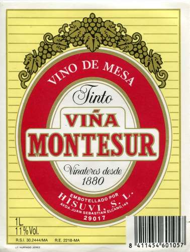 Espagne - Vino de Mesa - Tinto - Viña Montesur - Hisuvi