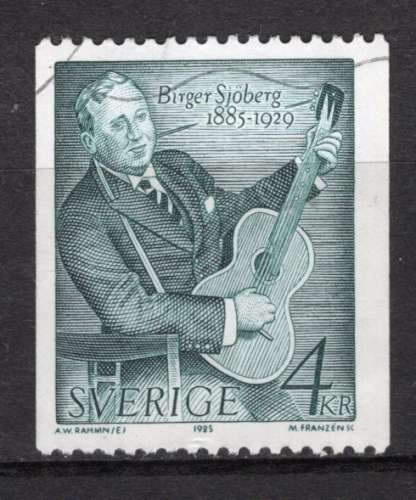 SUEDE 1985  BIRGER SJOBERG POETE ET GUITARISTE OBLITERE