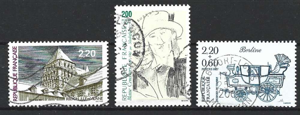 France 1987 - Y & T : 2462, 2469, 2497 - Redon, Berline, Cendrars